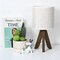 Nordic Style Tripod Desk Lamp, Rustic Linen Shade Wooden Nightstand Lamp for Home Bedroom DecorShort Description